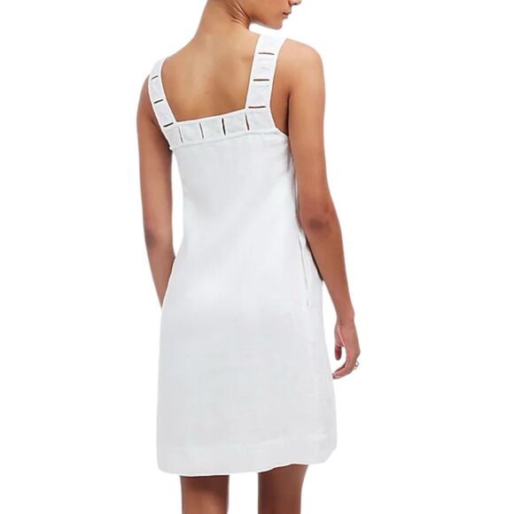 NWT Madewell Embroidered Tank Mini Dress Eyelet White 100% Linen Size 0 - Picture 4 of 9